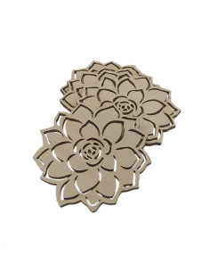 Dessous de verre en bois découpé en forme de rose 2