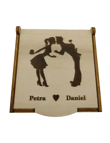 Romantic engraved wooden keepsake box with custom names, perfect for valentine’s day or anniversary