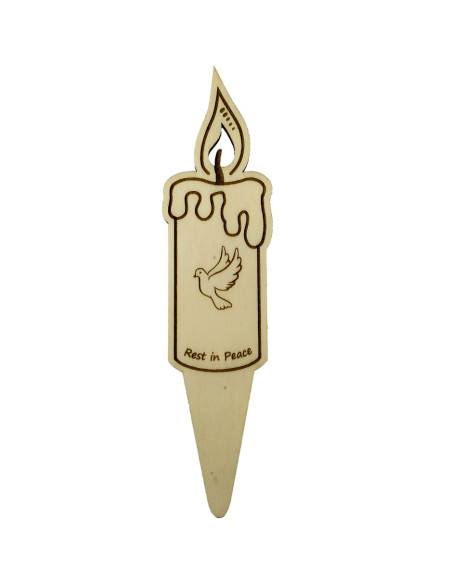 Wooden candle with Personalized Inscription - Peace dove - All Saints Day