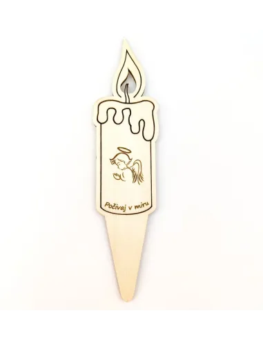 Bougie gravée en bois motif ange avec espace personnalisé