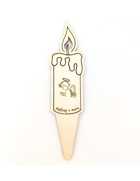 Wooden Grave Candle with Custom Text – 3 Designs + Stake
