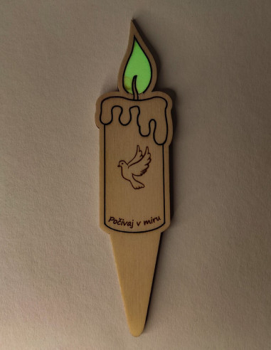 Wooden Grave Candle with Custom Text – 3 Designs + Stake