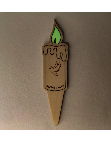 Candela in legno con incisione per tomba | 3 motivi