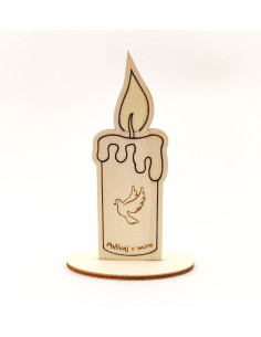 Vela de madera decorativa con base para cementerio