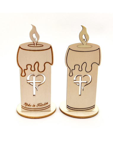 Vela decorativa con soporte y grabado religioso personalizado