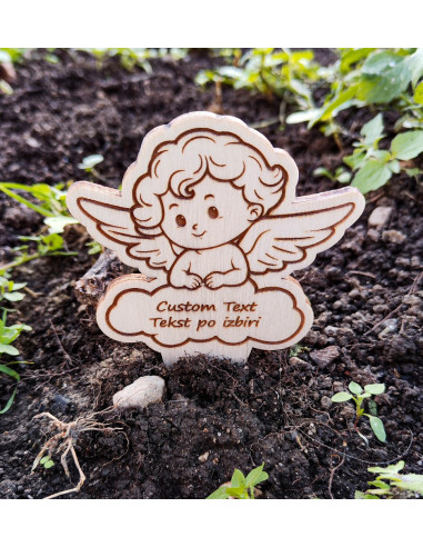 Figura de ángel con espacio para grabado personalizado en nube