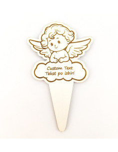 Wooden Angel - candle with Personalized Custom Inscription - All Saints Day