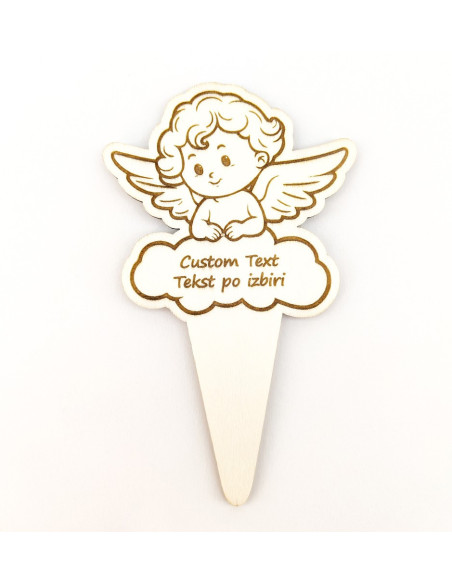 Wooden Angel - candle with Personalized Custom Inscription - All Saints Day