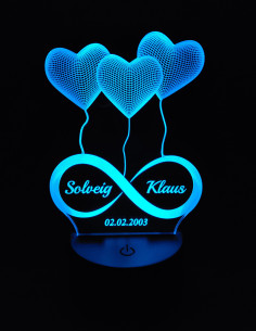 Personalized Infinity Heart LED Lamp with Names and Date – Romantic Night Light