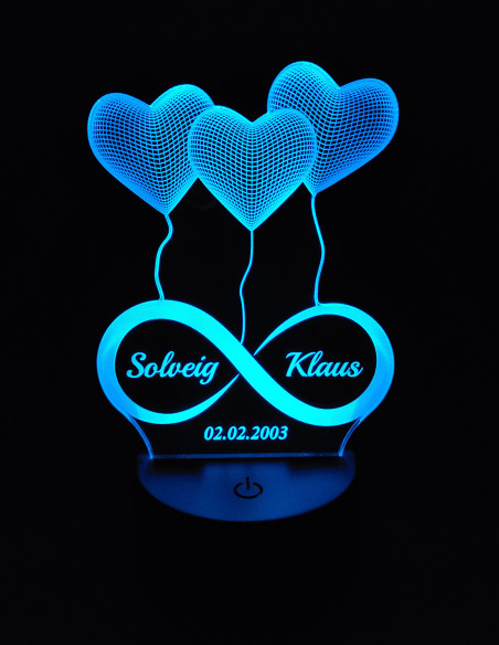 Personalized Infinity Heart LED Lamp with Names and Date – Romantic Night Light