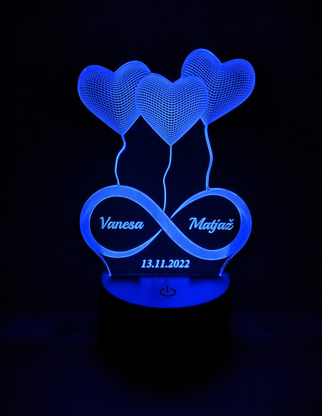 Personalized Infinity Heart LED Night Light – Names & Date