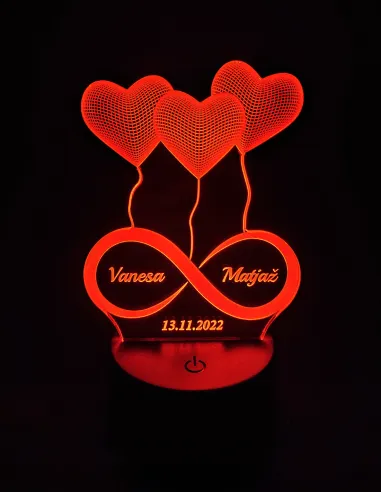 Personalized Infinity Heart LED Night Light – Names & Date