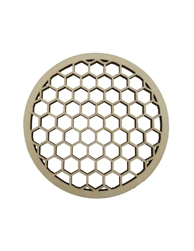 Laser-cut honeycomb wooden coaster with geometric pattern