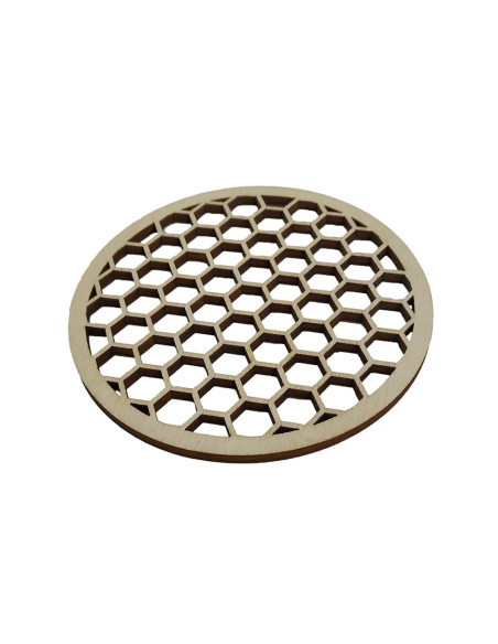 Dessous de verre rond motif nid d’abeille en bois