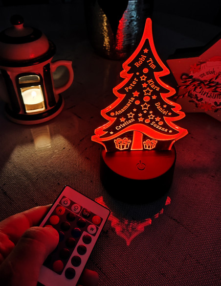 LED Christmas decoration featuring custom family names