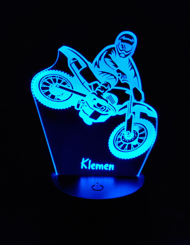 Personalizirana LED lučka z motivom motokros motorista in imenom
