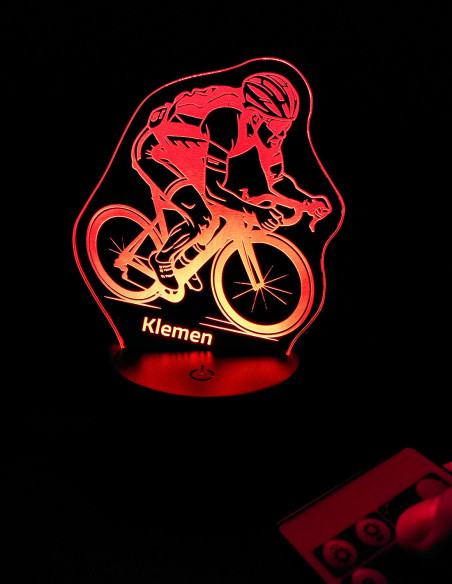 personalized cyclist night light with custom name for cycling lovers