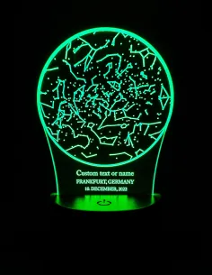 personalized star map night light showing custom constellations and text 2