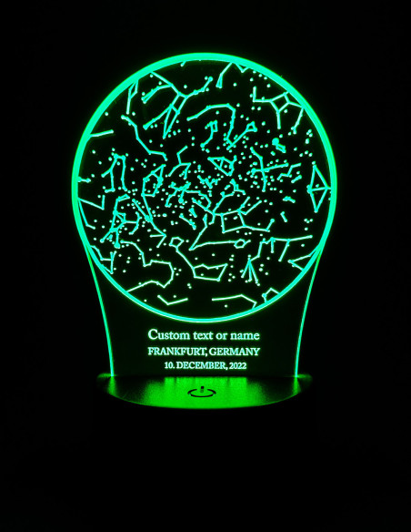 custom constellation LED lamp with engraved date location and name