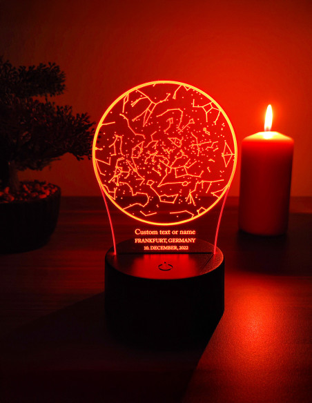 custom constellation LED lamp with engraved date location and name