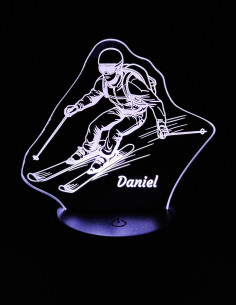 Personalizirana LED lučka s smučarjem in imenom Daniel
