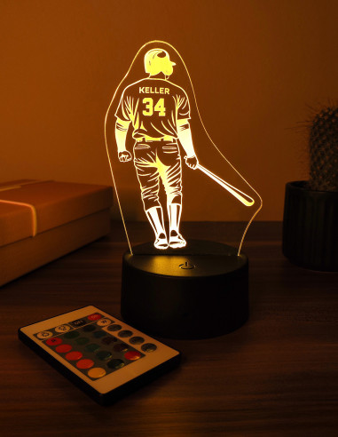 lámpara LED personalizada con jugador de béisbol grabado