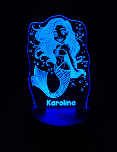 lampe LED sirène personnalisée avec prénom, cadeau pour fille