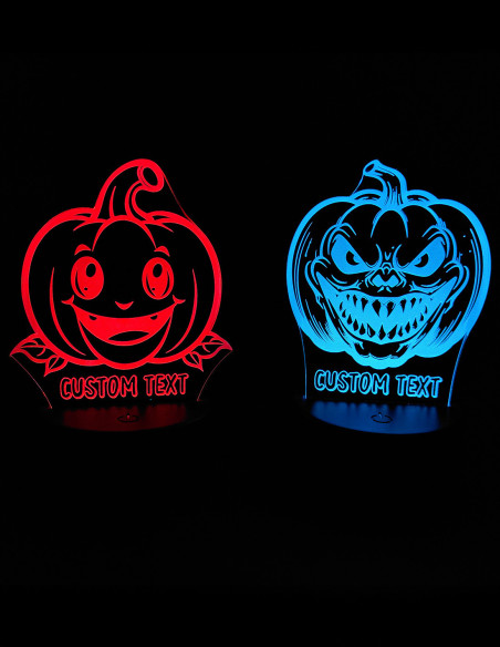 Halloween LED buče prijazna in strašna z graviranim tekstom