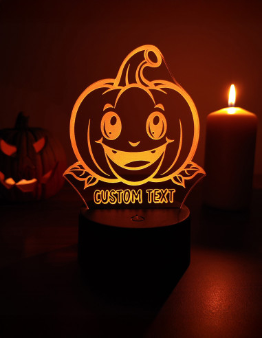 Personalized Halloween Pumpkin LED Lamp – 2 Designs