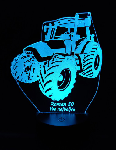 lámpara LED con tractor personalizado y texto grabado