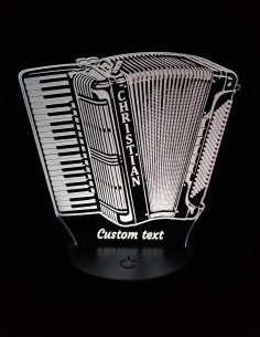 LED night light shaped like an accordion with personalized name and custom text engraving. 2