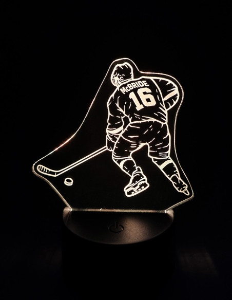Lampe LED Hockey Personnalisée | Nom & Numéro Gravés