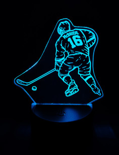 Personalized hockey night light featuring custom name and number on a player jersey.