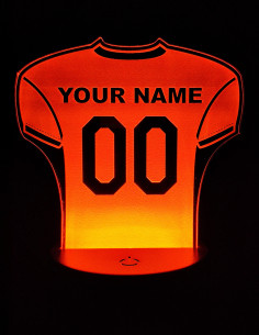 Gepersonaliseerd American football shirt nachtlampje met verlichte naam en nummer. 2