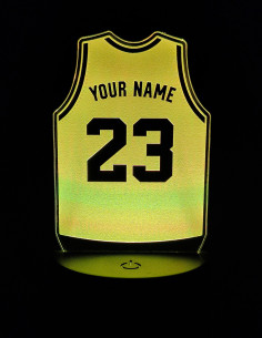 Veilleuse maillot de basket pour fan ou joueur, personnalisable.