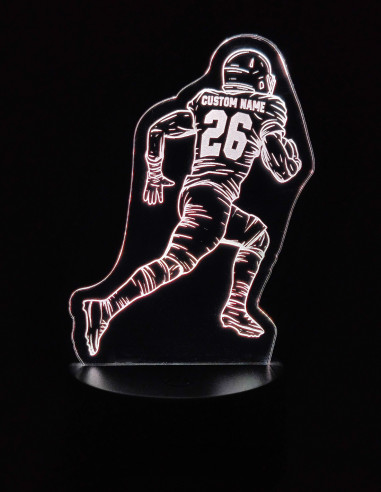 LED Lampe mit American Football Spieler und personalisiertem Trikot