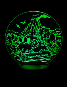 Personalizowana lampka nocna LED z dinozaurem i grawerem imienia