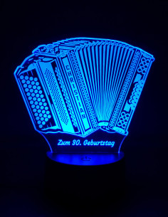 Custom LED lamp with accordion and engraved text