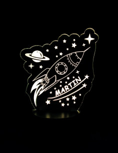 Personalisierte Raketen-LED-Lampe mit Name fürs Kinderzimmer 2