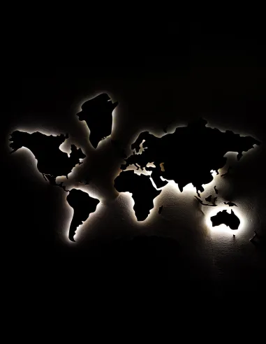 Illuminated Wooden World Map – LED Backlight Wall Decor (150 x 90 cm)