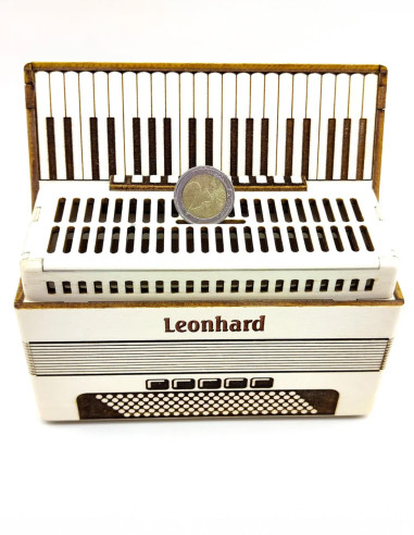 Unique gift for musicians – engraved money box in the shape of an accordion