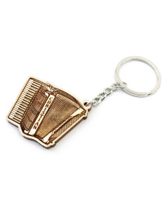 Gepersonaliseerde houten accordeon sleutelhanger met naamgravure