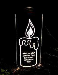 Personalized solar candle with engraved message for gravesite use