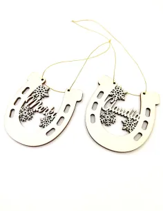 Hufeisen-Weihnachtsanhänger mit Schneeflocken und personalisiertem Namen 2