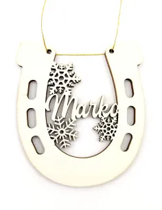Horseshoe-shaped Christmas ornament with custom name