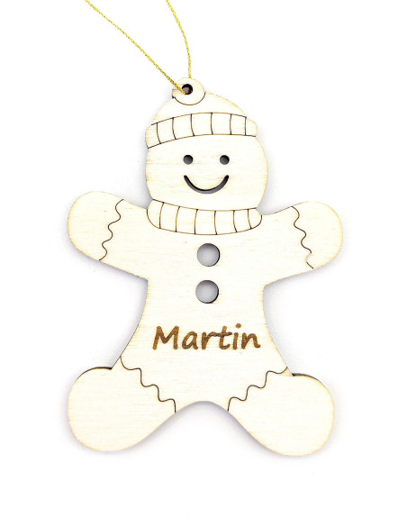 Gingerbread boy ornament with custom name for Christmas tree