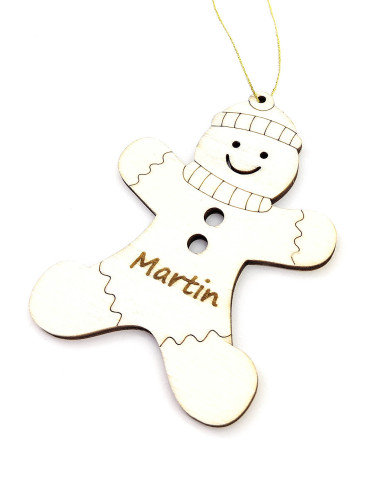 Personalized gingerbread boy holiday ornament for kids or family