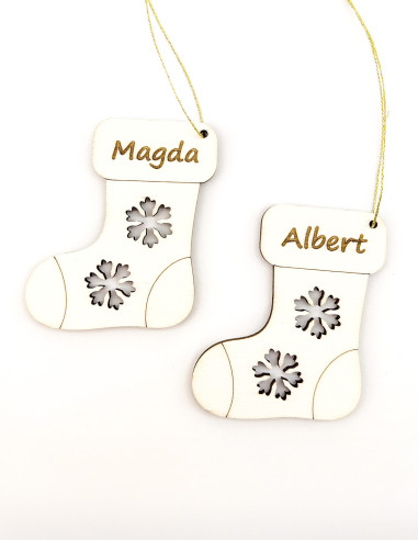 Chaussette de Noël personnalisée avec prénom et flocons
