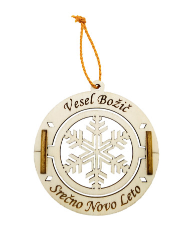 Drehbarer Weihnachtsanhänger mit Schneeflocke und personalisiertem Text