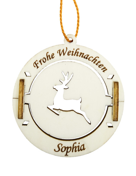 Drehbarer Weihnachtsanhänger mit Rentier und personalisiertem Schriftzug